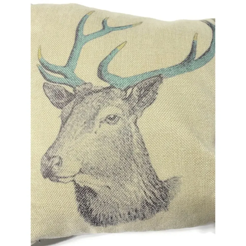 Deer Head Profile Accent Throw Pillow With 14 x 14 Inches Tan Brown